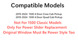 Power Back Slider Window Back Glass Compatible with Ram Pickup 1500 2019-2023 4 Door Models (Not For 1500-Classic)