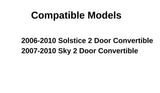 Passenger Right Side Door Window Door Glass Compatible with Saturn Sky/Pontiac Solstice 2006-2010 2 Door Convertible Models