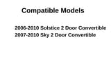 Models Driver Left Side Door Window Door Glass Compatible with Saturn Sky/Pontiac Solstice 2006-2010 2 Door Convertible