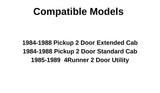 Passenger Right Side Door Window Door Glass W/O Vent Style Compatible with Toyota Pickup 1984-1988 / 4Runner 1985-1989 Models