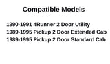 Tempered Passenger Right Side Front Door Window Door Glass w/ Vent Style Compatible with Toyota Pickup Truck 1989-1995 / 4Runner 1990-1991 Models