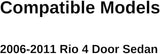Driver Left Side Rear Door Window Door Glass Compatible with Kia Rio 4 Door Sedan 2006-2011 Models