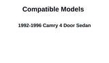 Driver Left Side Rear Door Window Door Glass Compatible with Toyota Camry 4 Door Sedan 1992-1996 Models