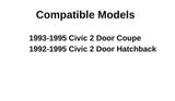 Passenger Right Side Door Window Door Glass Compatible with Honda Civic 2 Door Coupe / Hatchback 1992-1995 Models