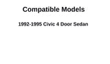 Driver Left Side Front Door Window Door Glass Compatible with Honda Civic 4 Door Sedan 1992-1995 Models