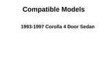 Passenger Right Side Rear Vent Window Vent Glass Compatible with Toyota Corolla 4 Door Sedan 1993-1997 Models