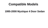 Passenger Right Side Rear Door Window Door Glass Compatible With Ford Contour/Mercury Mystique 4 Door Sedan 1995-2000 Models