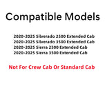 Driver Left Side Rear Door Window Door Glass Compatible with Chevrolet Silverado 2500/3500 2020-2025 GMC Sierra 2500/3500 2020-2025 4-Door Extended Cab Pickup (Half Size Rear Door) Models