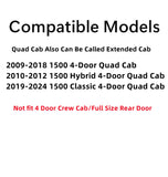 Driver Left Side Rear Door Window Door Glass Compatible with Dodge Ram Pickup 1500 4 Door Quad Cab 2009-2018 Models & 1500 Classic 4 Door Quad Cab 2019-2024 Models