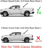 Driver Left Side Rear Door Window Door Glass Compatible with Ram Pickup 1500 4 Door Quad Cab 2019-2024 Models (Not For 1500Classic)