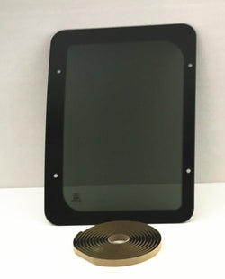 OE W/Logo Stationary Passenger Right Side Rear Hinged Body Side Door Window Door Glass Compatible with Ford Econoline Van 1992-2016 Models