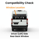 Driver/Left Side Back Window Glass Heated Privacy Tinted Color Replacement for Ram Promaster Cargo Van 2014-2026