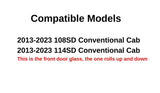 Driver Left Side Front Door Window Door Glass Compatible with Freightliner 108SD / 114SD 2013-2023 Models