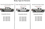 Stationary Heated Rear Back Window Back Glass Compatible with Ford F250 F350 F450 F550 2017-2025 Models (Not For F150, F650,Or F750)