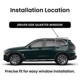 Chrome Molding Style Driver Left Side Quarter Window Glass Compatible with BMW X5 2019-2026 Models