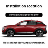 Driver Left Side Rear Door Window Door Glass Compatible with Nissan Kicks 2025-2026 Models