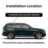 Chrome Molding Style Passenger Right Side Quarter Window Glass Compatible with BMW X5 2019-2026 Models