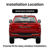 Power Back Slider Window Back Glass Compatible with Ram Pickup 1500 2025-2026 4-Door Models (Not For 1500-Classic)