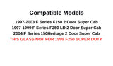Privacy Movable Driver Left Side Quarter Glass Quarter Window Compatible with Ford F150 / F250LD 2 Door Super Cab Pickup 1997-2003 Models / F150Heritage 2 Door Super Cab 2004 Models