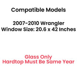 With Free Glue Heated Privacy Rear Tailgate Window Back Glass Compatible with Jeep Wrangler 2007-2010 Models