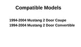 Passenger Right Side Door Window Door Glass Compatible with Ford Mustang 1994-2004 Models