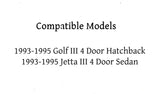 Passenger Right Side Rear Vent Window Vent Glass Compatible with Volkswagen Golf III 4 Door Hatchback / Jetta III 4 Door Sedan 1993-1995 Models