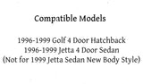 Passenger Right Side Rear Vent Window Vent Glass Compatible with Volkswagen Golf 4 Door Hatchback / Jetta 4 Door Sedan 1996-1999 Models