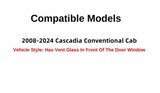 Passenger Right Side Front Door Window Door Glass Compatible with Freightliner Cascadia 2008-2024 Models