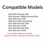 Heated Back Sliding Window Glass Power Slider Compatible with Chevrolet Silverado GMC Sierra 1500 2014-2018 / 1500Limited 2019 / 2500 3500 2015-2019 Models