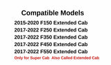 OE Driver Left Side Rear Door Window Door Glass Compatible with Ford F150 2015-2020 / F250 F350 F450 F550 2017-2022 Super Cab/Extended Cab Pickups Models