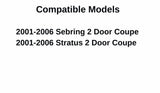 Driver Left Side Door Window Door Glass Compatible with Chrysler Sebring/Dodge Stratus 2 Door Coupe 2001-2006 Models
