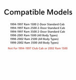 Manual Sliding Back Window Glass Back Slider Compatible with Dodge Ram 1500 Pickup 1994-1997 2 Door Standard Cab Models Only / 1500 1998-2001 All Models / 2500 3500 1994-2002 All Models