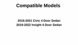 Passenger Right Side Rear Door Window Door Glass Compatible with Honda Civic 2016-2021 / Insight 2019-2022 4 Door Sedan Models