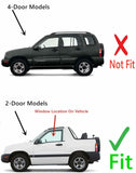 Driver Left Side Door Window Door Glass Compatible with Chevrolet Tracker/Suzuki Vitara 2 Door Utility 1999-2003 Models