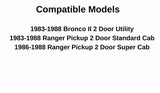 W/O Vent Window Style Driver Left Side Door Window Door Glass Compatible with Ford Ranger Pickup/Bronco II 1983-1988 Models