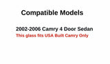 Driver Left Side Front Door Window Door Glass U.S.A Built Style Compatible with Toyota Camry 2002-2006 Models