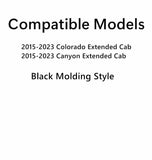 Black Molding Style Passenger Right Side Quarter Window Quarter Glass Compatible with Chevrolet Colorado GMC Canyon 2015-2023 Extended Cab Models