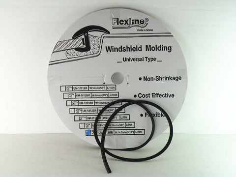 Flexline Windshield Auto Glass Universal Inverted Molding Trim Rubber 14.5mm 75' FT. UM1511BR