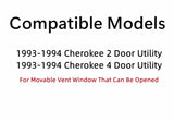 Movable Passenger Right Side Front Vent Window Vent Glass Compatible with Jeep Cherokee 1993-1994 Models