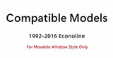 Movable Passenger Right Body Side Rear Hinged Door Window Door Glass Compatible with Ford Econoline Van 1992-2016 Models