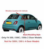 Black Molding Passenger Right Side Quarter Glass Quarter Window Compatible with Fiat 500 / 500C / 500e 2012-2019 Models