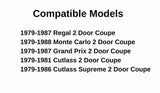 Passenger Right Side Door Window Glass Compatible with Buick Regal/Pontiac Grand Prix/Chevrolet Monte Carlo/Oldsmobile Cutlass/Oldsmobile Cutlass Supreme 2 Door Coupe 1979-1987 Models