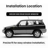 Driver Left Side Rear Door Window Door Glass Compatible with Toyota RAV4 4 Door SUV 1996-2000 Models