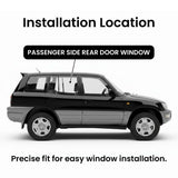 Passenger Right Side Rear Door Window Door Glass Compatible with Toyota RAV4 4 Door SUV 1996-2000 Models