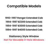 Stationary Driver Left Side Rear Quarter Window Door Glass Compatible with Ford Ranger/Mazda B2300 B3000 B4000 Super/Extended Cab 1993-1997 Models