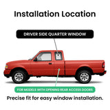Driver Left Side Quarter Window Door Glass Compatible with Ford Ranger / Mazda B2300 B2500 B3000 B4000 Super/Extended Cab Pickup 1998-2010 (Only For Vehicle Style Has Rear Access Door)