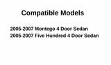 Passenger Right Side Rear Door Window Door Glass Compatible with Ford Five Hundred/Mercury Montego 4 Door Sedan 2005-2007 Models